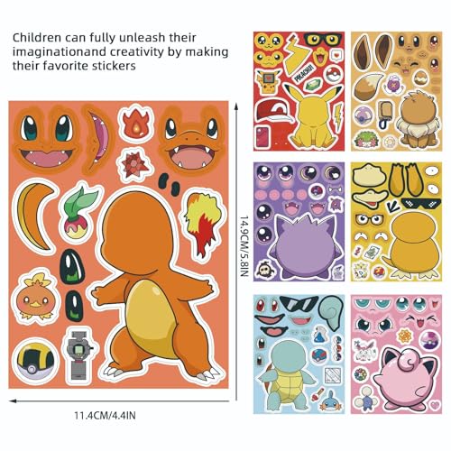 DIY Mix & Match Face Stickers - 24 Sheets Cartoon Animal