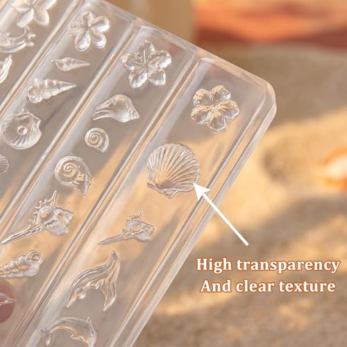 Ocean-Themed Silicone Nail Molds Set - 2pcs Mermaid & Seashell