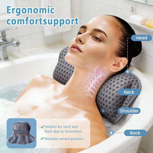Luxury Bath Pillow with 4D Air Mesh & Suction Cups - Neck Support