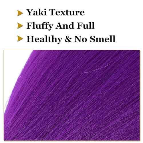 Purple Braiding Hair Pre Stretched Synthetic Braiding hair Extensions for Braids, Purple Hair Extensions for Stage Party Halloween Costume Cosplay 48 Inch 2 Packs