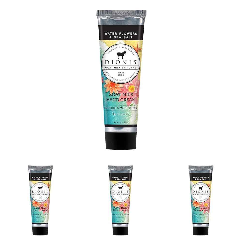 Dionis - Goat Milk Skincare Water Flowers and Sea Salt Scented Hand Cream (1 oz) - Made in the USA - Cruelty-free and Paraben-free (Pack of 4)