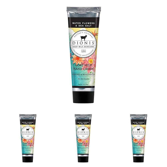 Dionis - Goat Milk Skincare Water Flowers and Sea Salt Scented Hand Cream (1 oz) - Made in the USA - Cruelty-free and Paraben-free (Pack of 4)