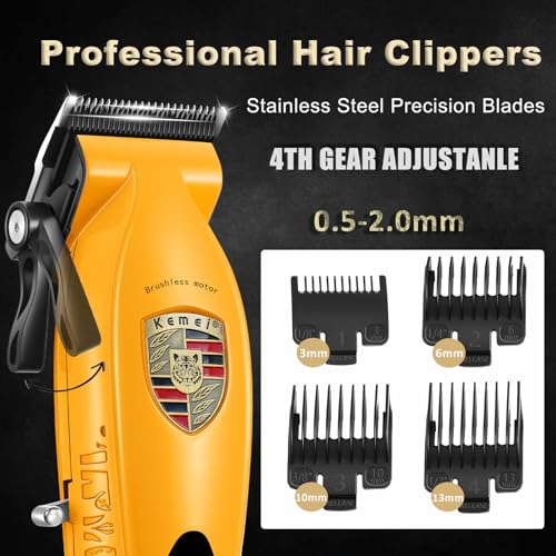 KEMEI KM-2230 Cordless Hair Clipper for Men with Charging Base - Orange