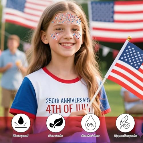 4th of July Body Glitter Stick - Red White Blue