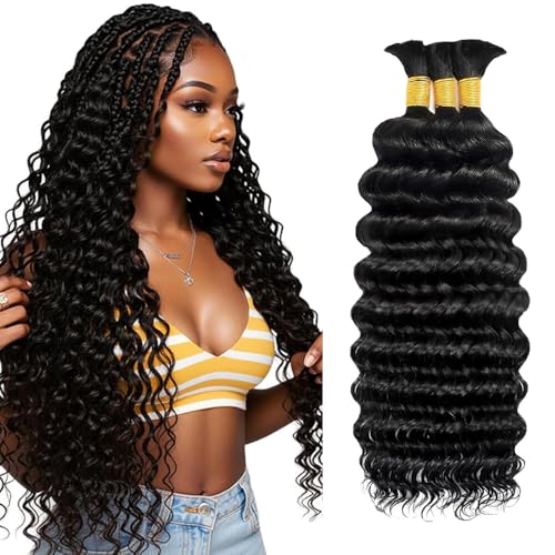 32 Inch Blonde Braiding Hair 613 Deep Wave 3 Bundles
