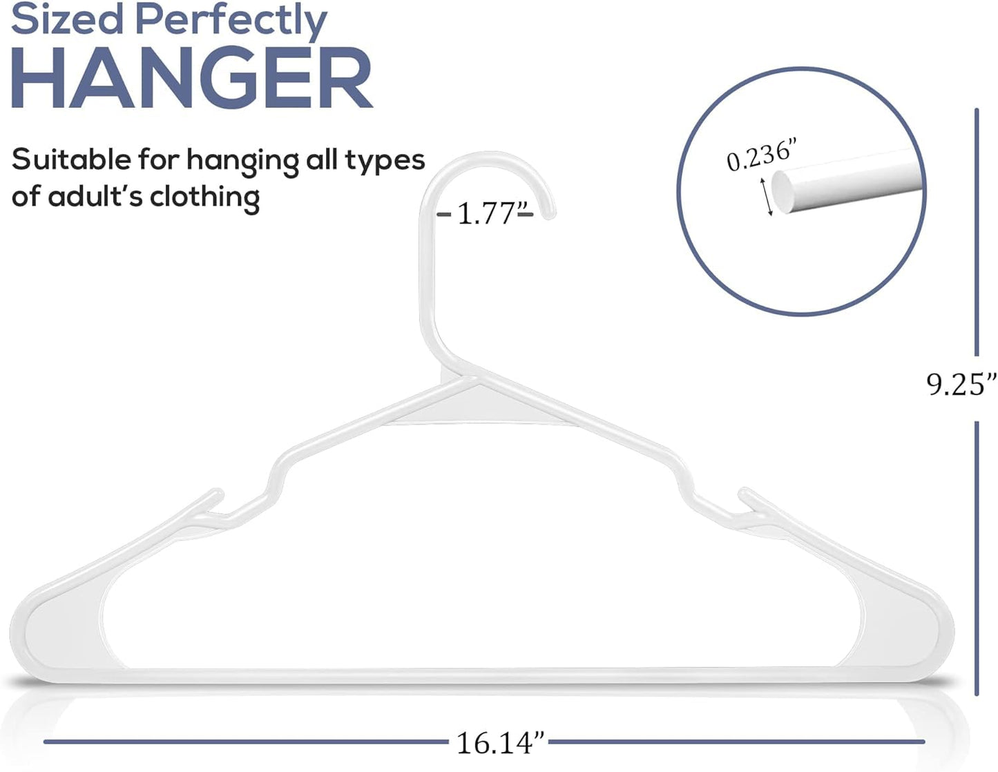 Utopia Home Clothes Hangers 30 Pack - Plastic Hangers Space Saving - Durable Coat Hanger with Shoulder Grooves (White)