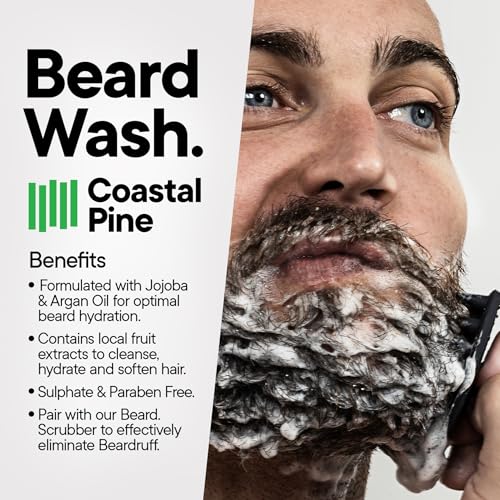 TOOLETRIES Hydrating Men¡¯s Beard Wash - Coastal Pine Scent - Sulfate & Paraben Free - Moisturising with Jojoba & Argan Oil - 5.1 fl oz (150ml)