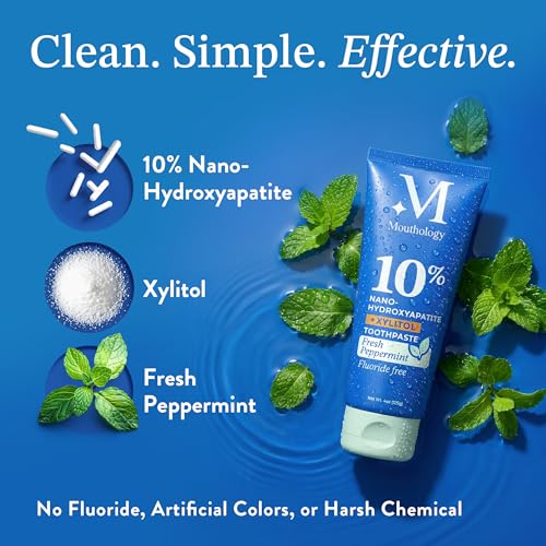 Mouthology 10% Nano Hydroxyapatite Toothpaste - Fluoride Free Mint, 4 oz