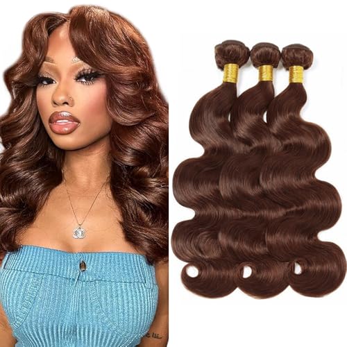 Brown Body Wave Human Hair Bundles - 22-26 Inch, #4 Color