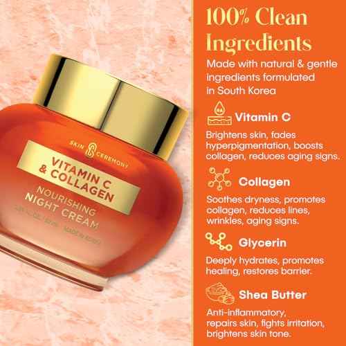 Vitamin C & Collagen Face Moisturizer - Anti-Aging, Skin Tightening, Reduces Wrinkles - Dermatologist Tested, Cruelty-Free Korean Skin Care for All Skin Types - 1.69 Fl. Oz