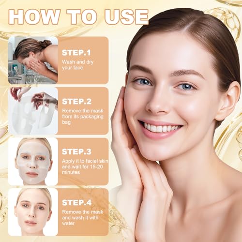 5 Packs Collagen Face mask,Daily Soothing Mask,Skincare Hydrating face Masks,Gentle Care Mask,Deep Hydration,Brighten skin tone,Suitable for different skin types