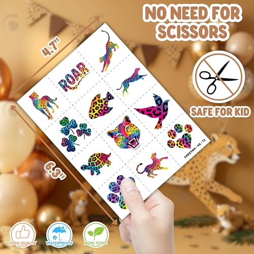 Cheetah Party Favors Bundle - 48 Tattoo Stickers & 24 Slap Bracelets