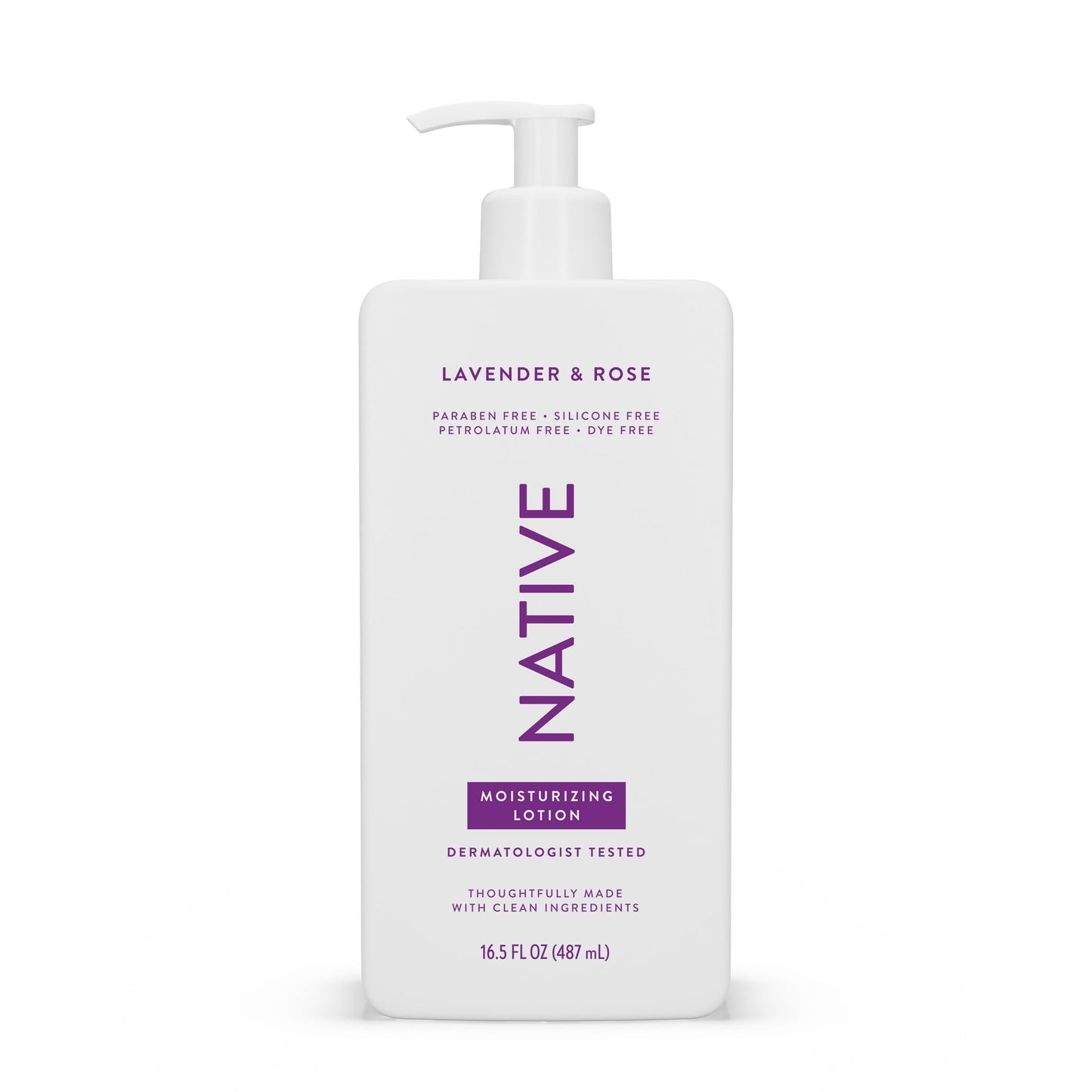 Native Body Lotion Contains Naturally Derived Plant-Based Moisturizers for Women and Men | Restores Dry Skin, Lavender & Rose, 16.5 fl oz