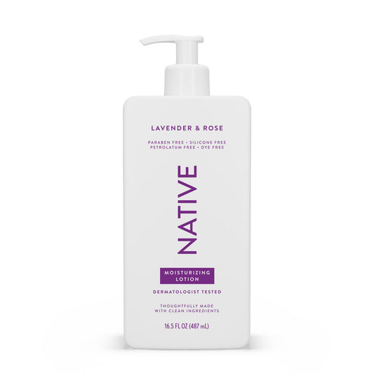 Native Body Lotion Contains Naturally Derived Plant-Based Moisturizers for Women and Men | Restores Dry Skin, Lavender & Rose, 16.5 fl oz