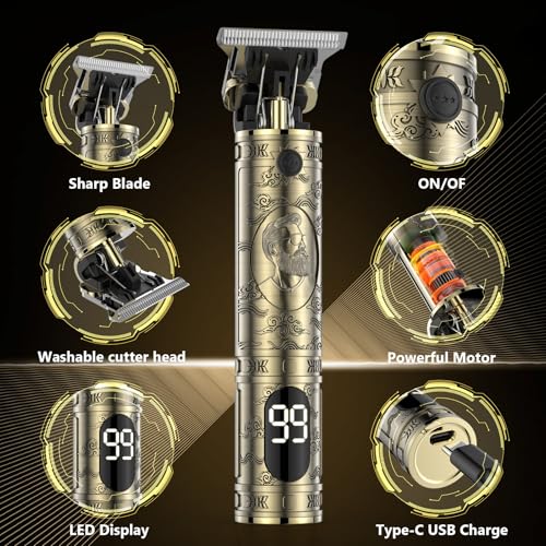 Solati Gold Men's Hair Clippers - Professional Cordless Trimmer with LCD Display & Titanium Blades