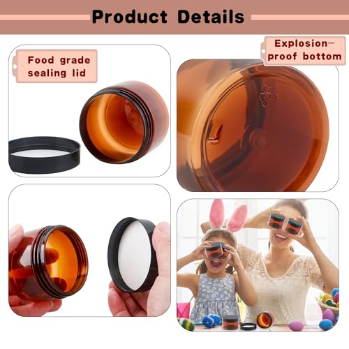 30 Pack 4 oz Amber Plastic Jars with Lids Empty Refillable Cosmetic Container for Beauty Essential Products Body Butter Creams Gel and Lotion