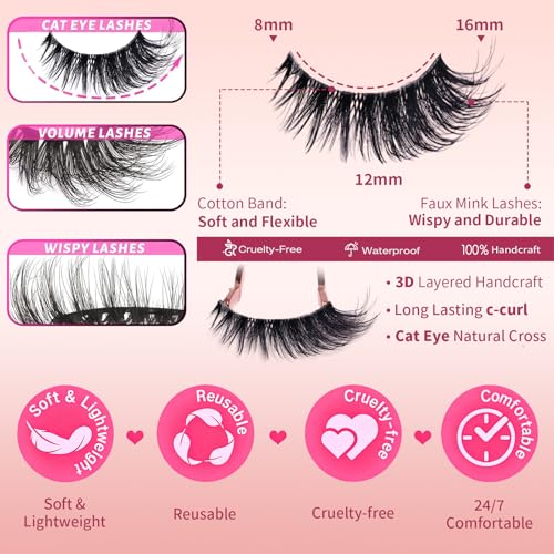JWEX 5D Faux Mink False Eyelashes 16mm - 14 Pairs