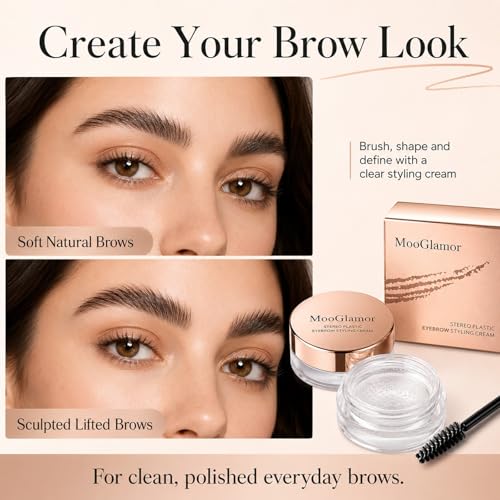 Stereo Eyebrow Styling Cream - Waterproof Clear Brow Gel with Brush