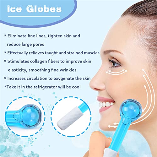 CIBLUTY ICE GLOBES SMALL BALLS for Eyes, 2 PCS Blue Facial Globes for Massage Tool, Facial Roller Cold Skin Massagers, Tighten Skin, Reduce Puffiness and Dark Circles, Enhance Circulation