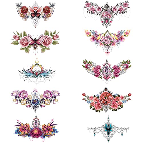 Floral Temporary Tattoos for Women | Waterproof 5-7 Days