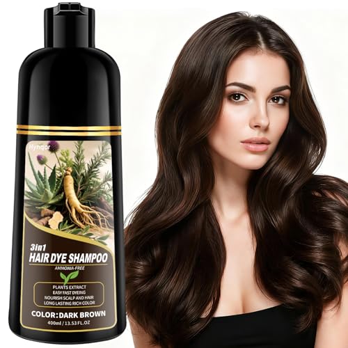 Dark Brown Hair Dye Shampoo for Gray Coverage - Herbal Formula