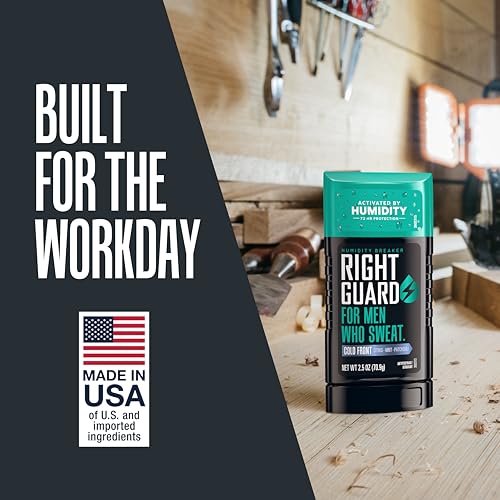 Right Guard Humidity Breaker Men's Antiperspirant Deodorant 2.5oz Pack of 4 - Cold Front Scent, 72-Hour Sweat & Odor Control, Invisible Solid