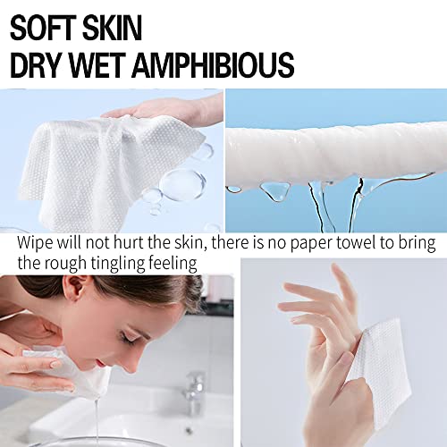 Cotton Facial Dry Wipes 100 Count, Deeply Cleansing Disposable Face Towel Cotton Tissue, Multi-Purpose for Skin Care, Facial Tissue for Cleansing, Skincare and Makeup Remover