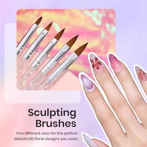 Beetles Nail Art Brushes 31pcs with Case - Confetti Nail Art Pens Daul Ended Dotting Tools Striping Liner Brushes for Nails 3D Flower Sculpting Tools Palette Holder DIY Home Salon Manicure Design Set