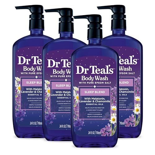 Dr Teal's Body Wash & Sleep Spray Bundle with Melatonin, Lavender & Chamomile - Pack of 4, 24 fl oz & Pack of 3, 6 fl oz