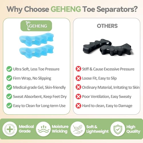 Toe Separators for Bunion Relief - 5 Loop Gel Spacers (2 Pairs)