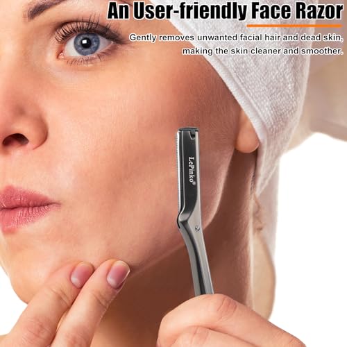 Facial Razor Set for Women & Men - Reusable Metal Dermaplane for Exfoliating & Hair Removal