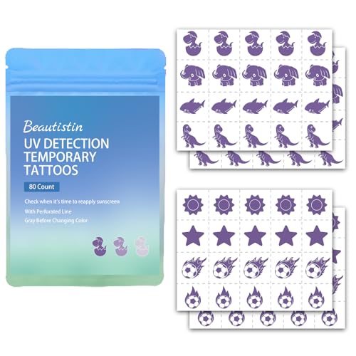 UV Detection Temporary Tattoos - 80 Pack Sunscreen Reminder