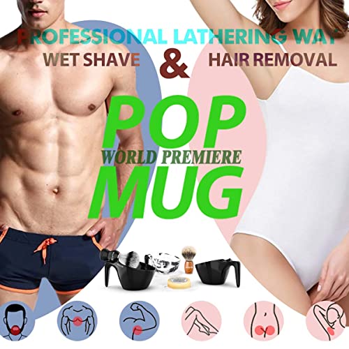 Anbbas Badger Hair Shaving Brush with Shaving Soap Bar and Upgrade Lathering Way-POP Mug A5 Melamine,Foaming Set for Men Wet Shave,Women Girls Hair Removal