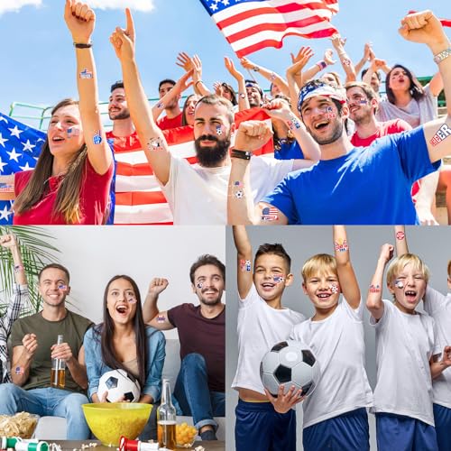 HOWAF USA Soccer Temporary Tattoos - 40Pcs Pre-Cut
