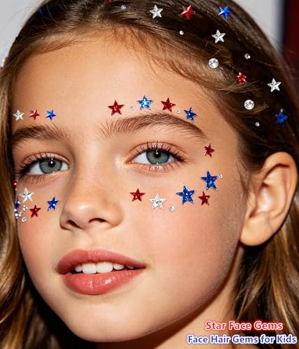Go Ho 4th of July Star Face Gems - Self-Adhesive Rhinestones