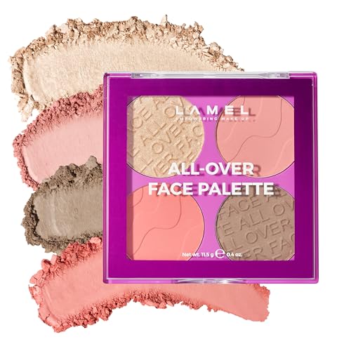 Lamel All-Over Face Contour Palette - 4-in-1 Blush, Highlighter & Contour