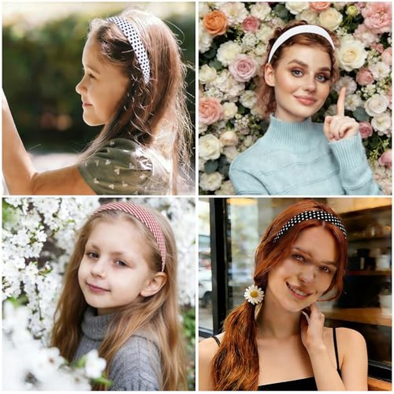 12-Pack Polka Dot & Solid Color Headbands for Girls & Women
