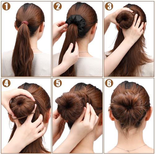 Satin Hair Bun Donuts - 4 Pack Medium Black