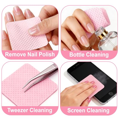 Lint Free Nail Wipes Set - 720 Absorbent Nail Polish Remover Pads for Manicure & Nail Care