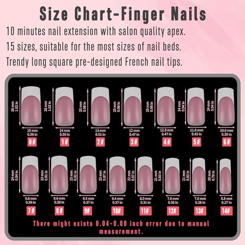 NOVO OVO French Tip Press-On Nail Set - BERRY PINK, 360 pcs