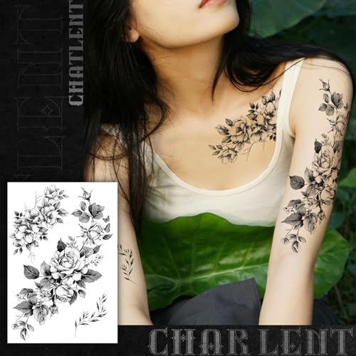 Realistic Flower Temporary Tattoos for Women - 9 Sheets