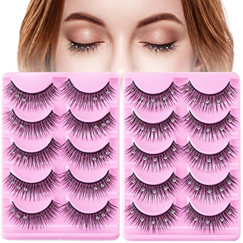 Rhinestone False Eyelashes - 20pc Diamond Faux Mink Lashes