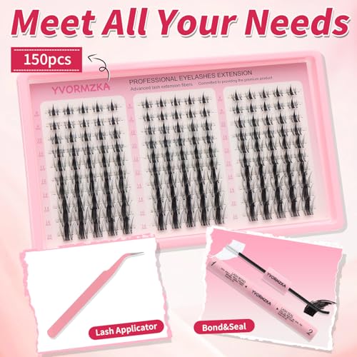 Manga Lash Clusters Kit - Wispy Eyelash Clusters, Individual Lashes Clusters DIY Lash Extension Kit (Fairy kit 150pcs)