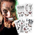 Clown Prince Temporary Tattoos – 5 Large Sheets Evil Smile & Jester Design