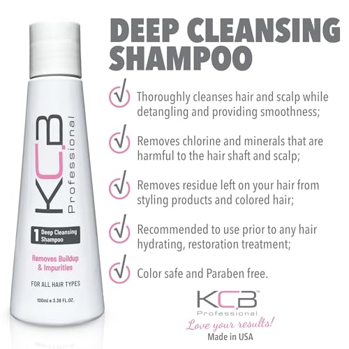 KCB Professional Brazilian Keratin Hair Treatment Kit - Smooths Frizz & Straightens Hair, 3.38 Fl oz