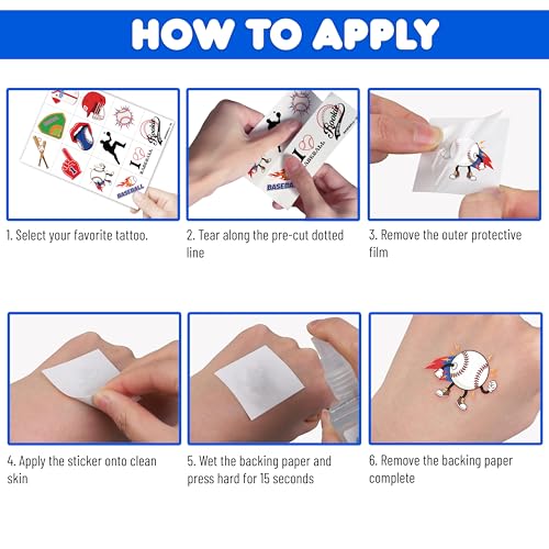 120 PCS Baseball Temporary Tattoos for Kids