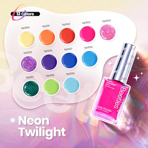 Beetle Tropical Twist Neon Nail Polish Set - 12 Quick Dry Vibrant Colors