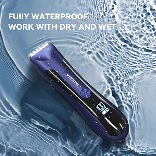 VINATO Electric Body Hair Trimmer - Manscape Ball Trimmer, Groin Hair Trimmer for Men, Waterproof Ball Shaver, USB Recharge Dock Replaceable Ceramic Blade, Male Hygiene Razor, 90 Mins Battery Life