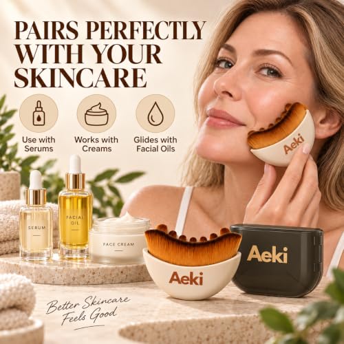 Aeki Lymphatic Contour Face Brush 2 Pack - Gentle Sculpting & Puffiness Reduction