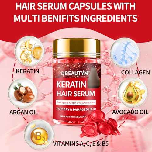 Batana Oil for Hair Growth & Keratin Hair Treatment Serum,Batana Hair Mask for Damaged Hair and Growth,40 Capsules Leave-in Hair Oil Anti Frizz Hair Conditioner Serum